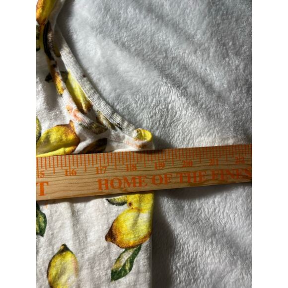 Cynthia Rowley Sz XL 100% Linen Lemon Print Top Euro Summer Coastal Grandma - Picture 8 of 9